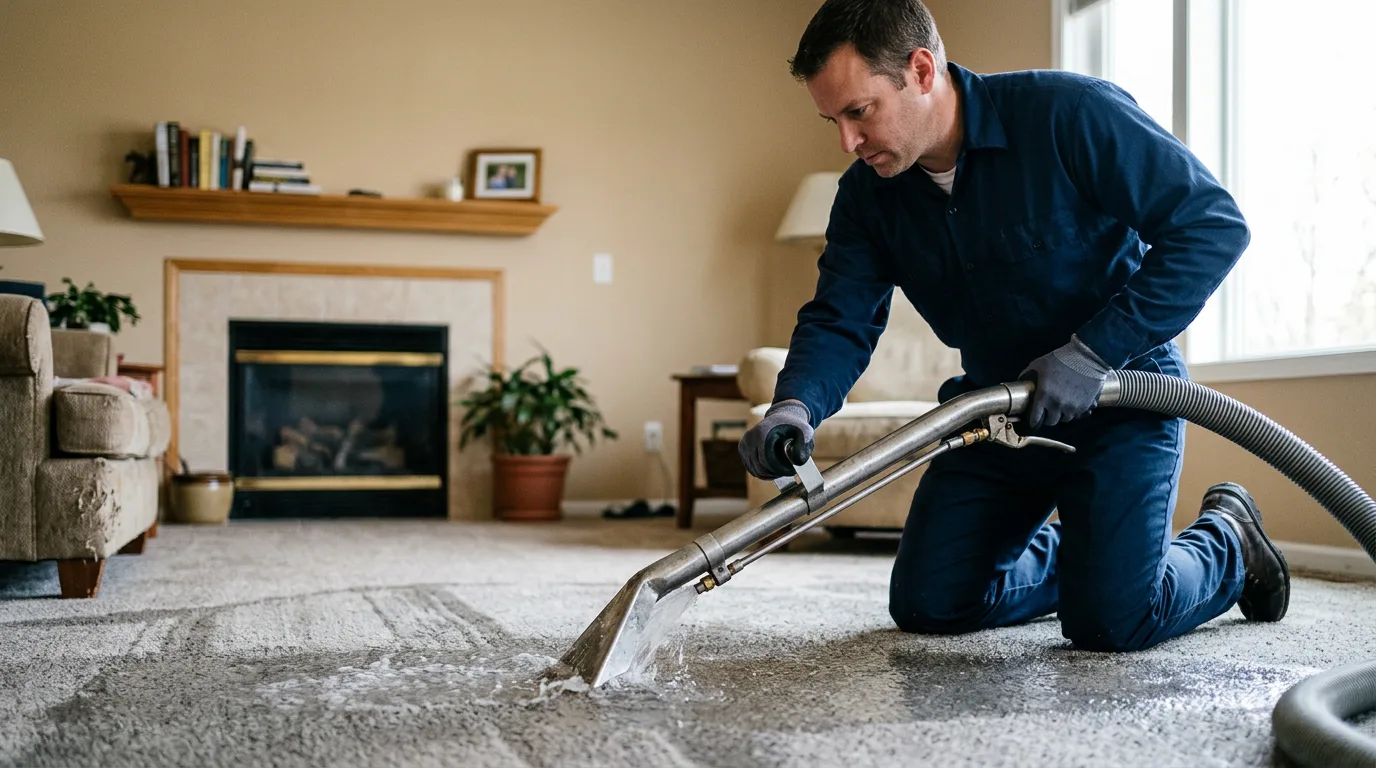 Water damage restoration technician working near Lakewood, NY